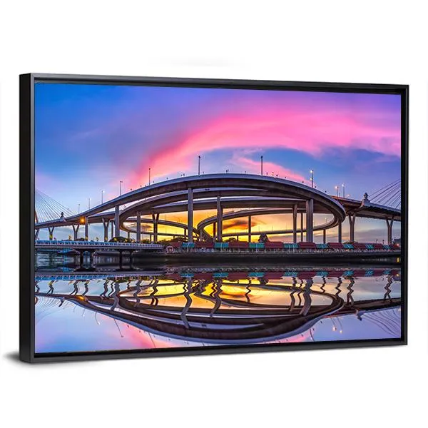 Bhumibol Bridge At Twilight Canvas Wall Art