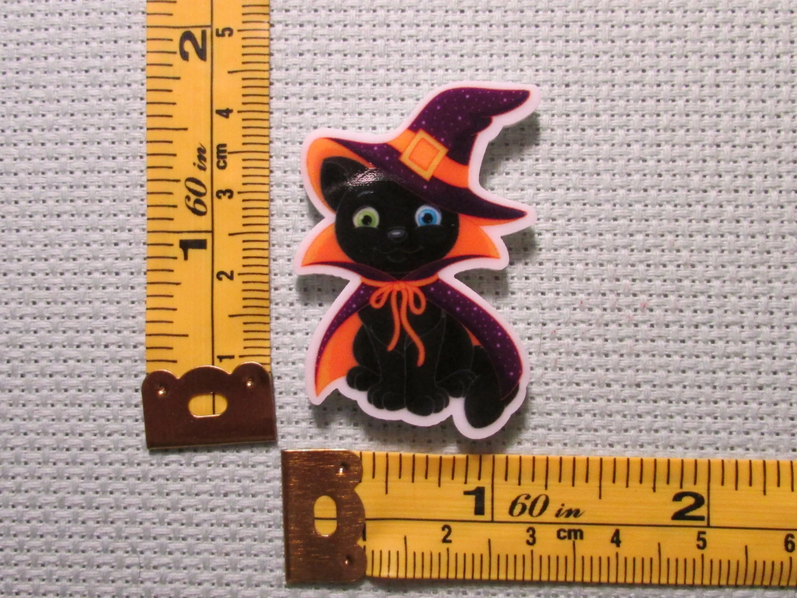 Black Cat Dressed as a Witch Needle Minder, Cover Minder, Magnet