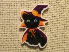 Black Cat Dressed as a Witch Needle Minder, Cover Minder, Magnet