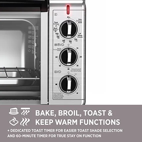BLACK   DECKER 6-Slice Convection Oven - Factory Certified with Full Warranty - TO3230SBD