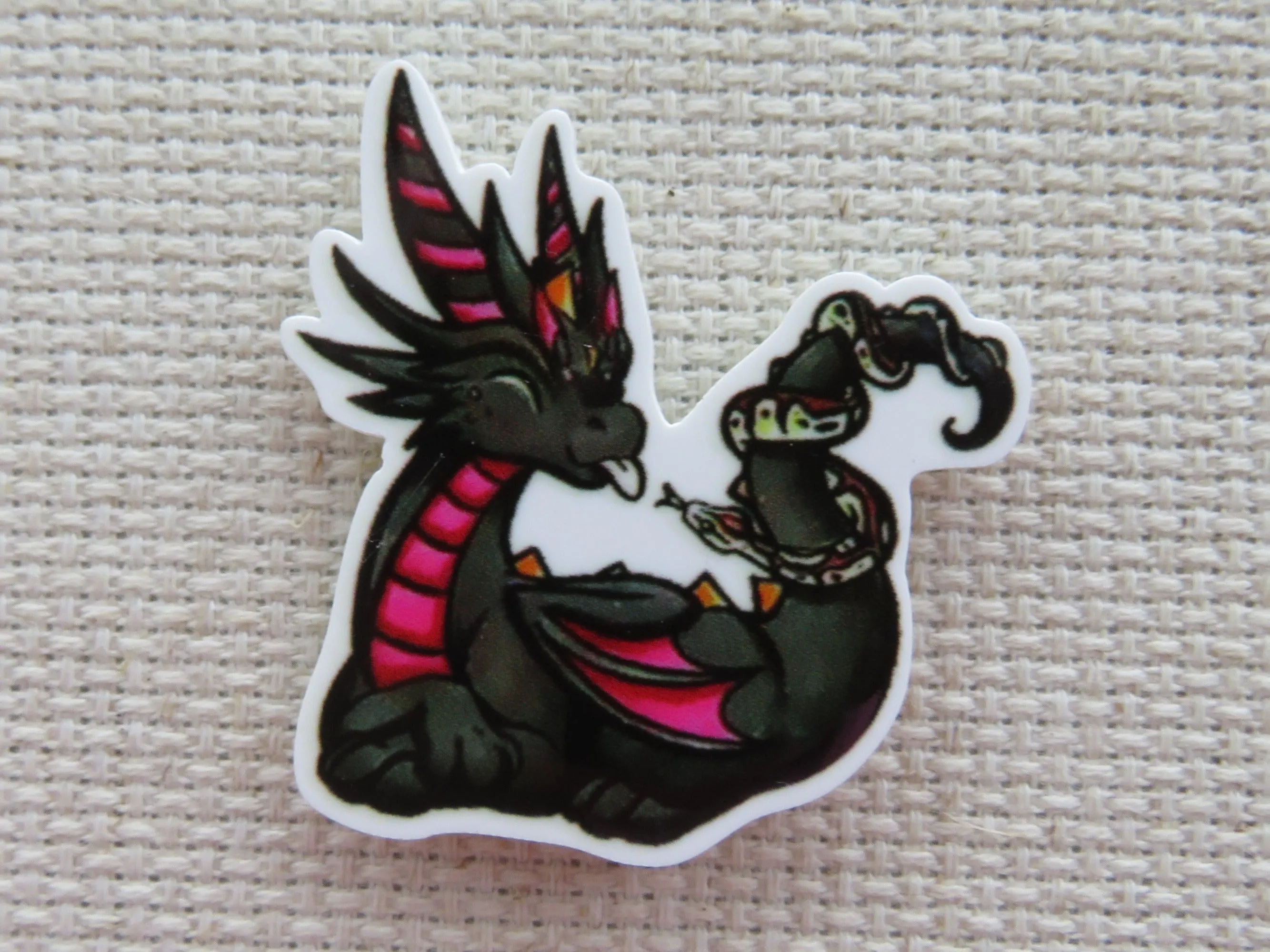 Black Dragon and a Snake Needle Minder, Cover Minder, Magnet