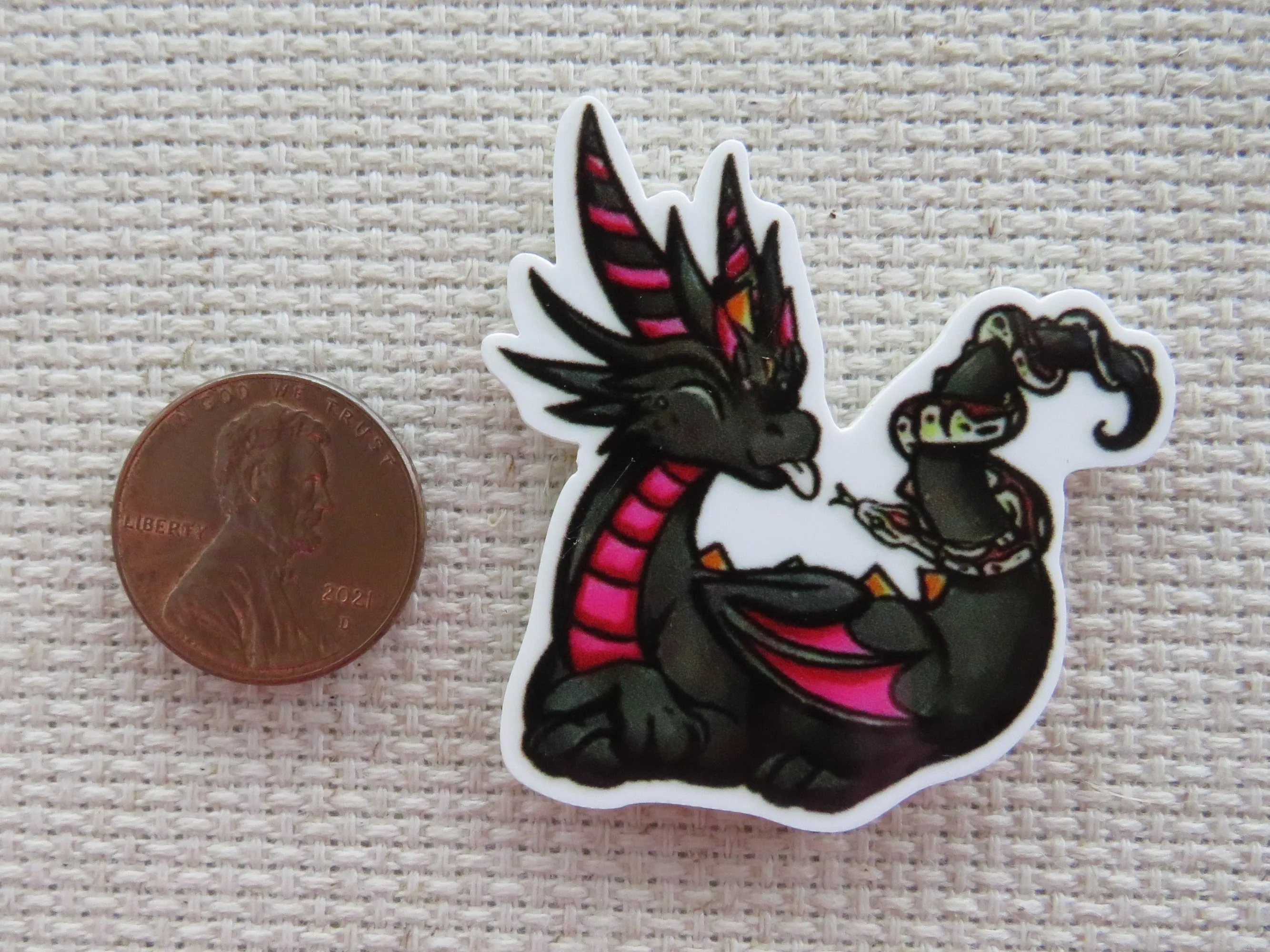 Black Dragon and a Snake Needle Minder, Cover Minder, Magnet