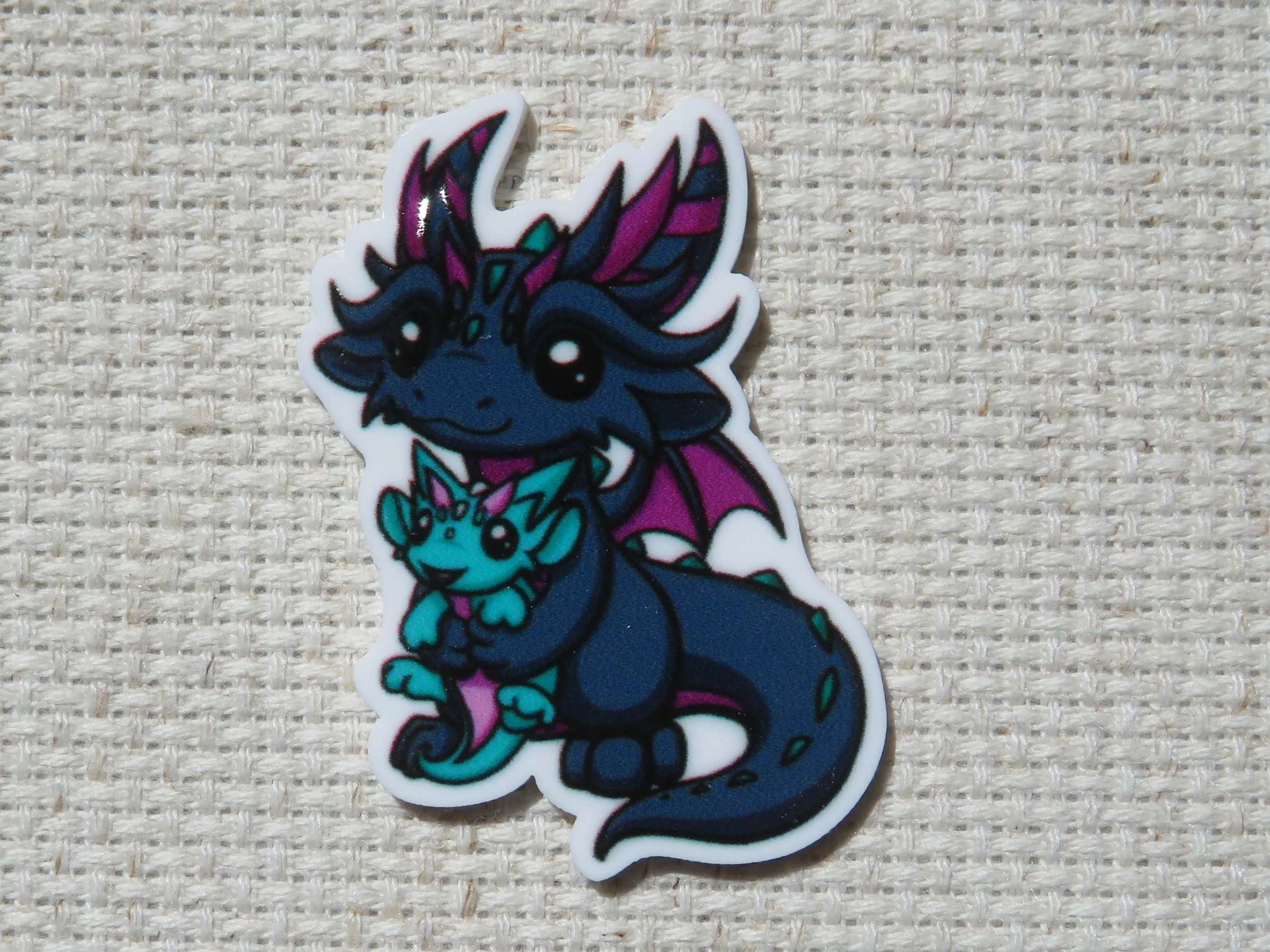 Black Dragon with a Small Dragon Needle Minder, Cover Minder, Magnet