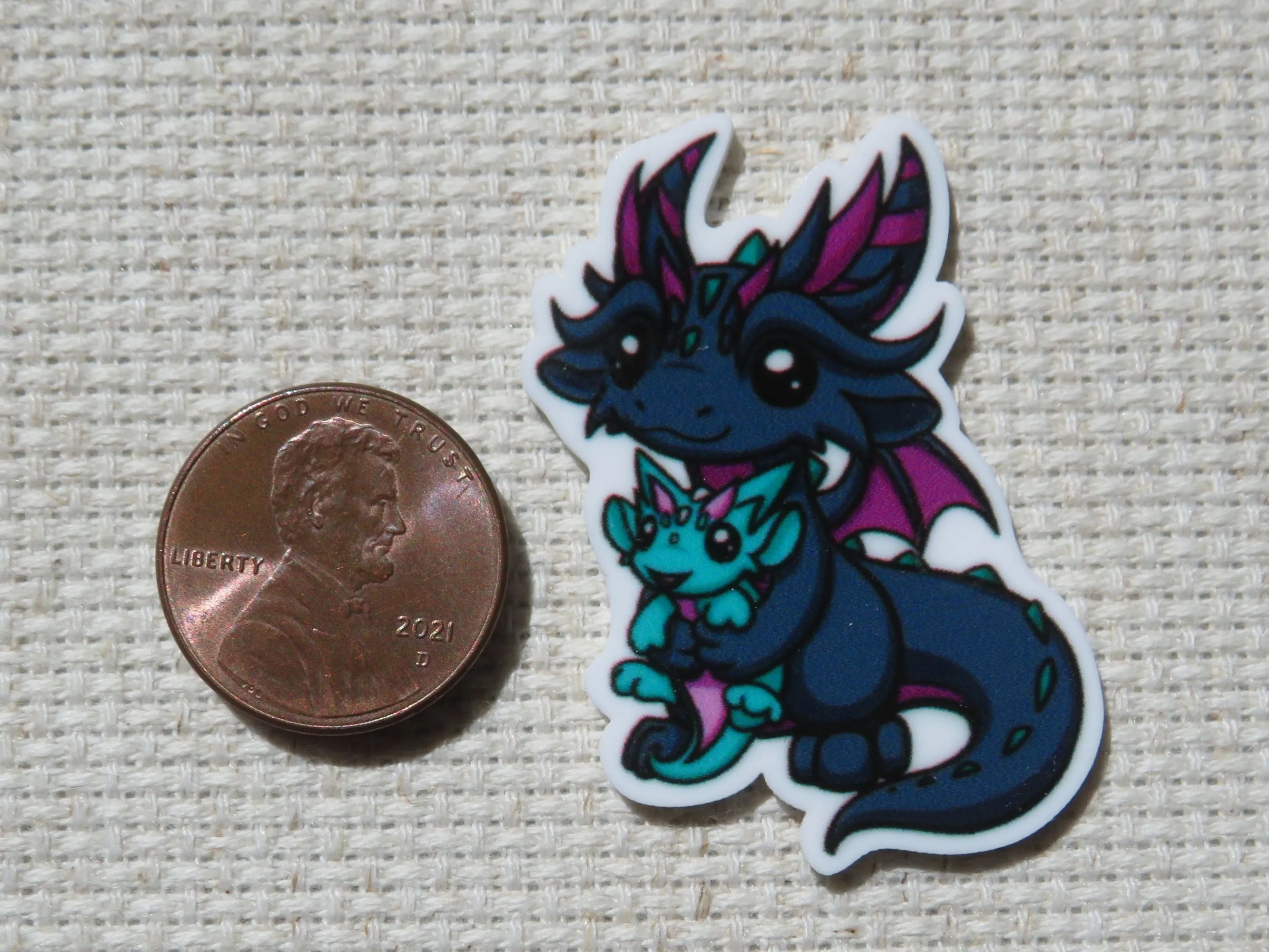 Black Dragon with a Small Dragon Needle Minder, Cover Minder, Magnet