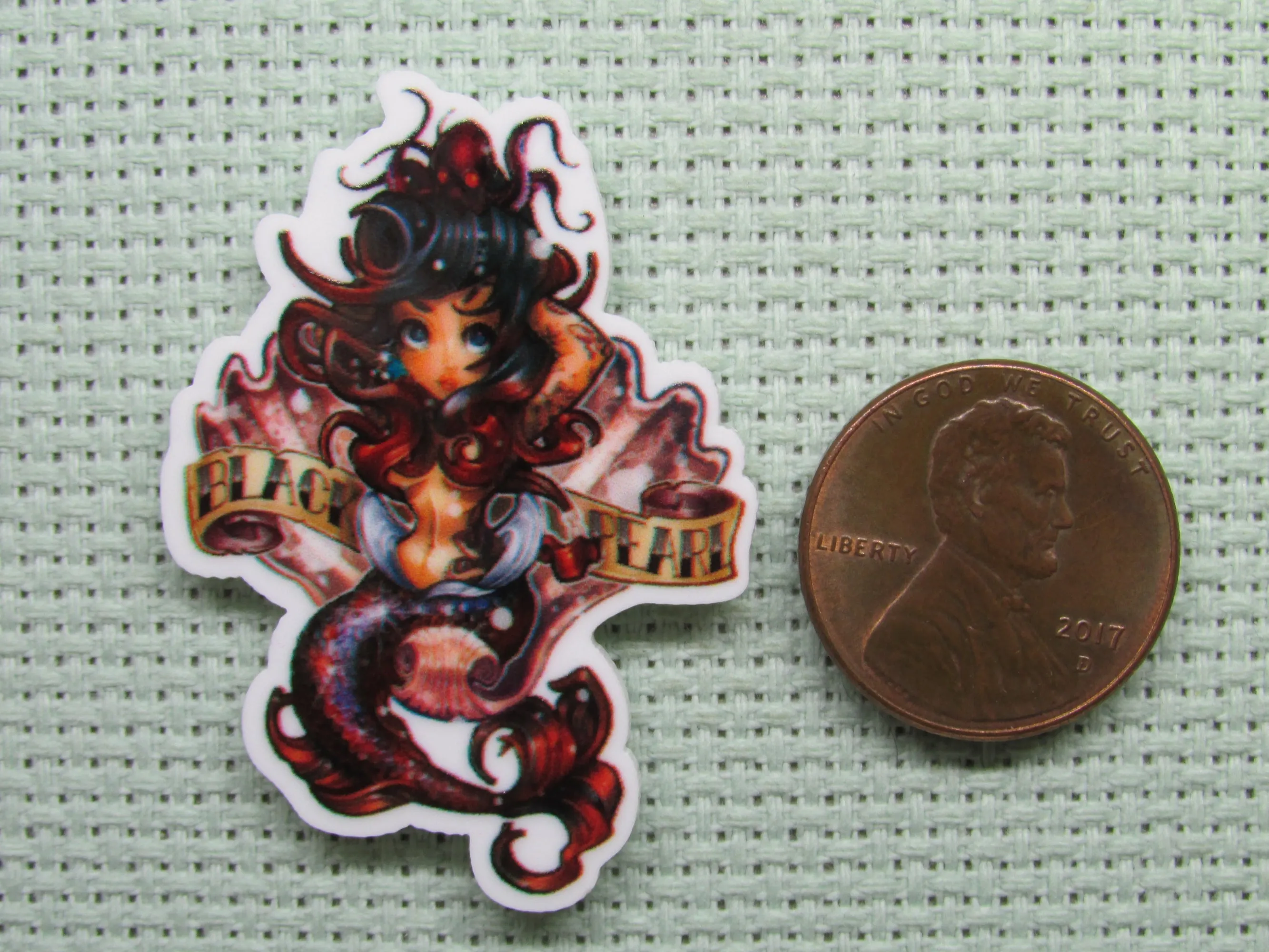 Black Pearl Mermaid Needle Minder, Cover Minder, Magnet