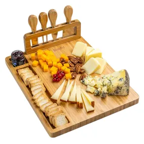 BlauKe Bamboo Cheese 14"x11" Charcuterie Board with Knife Set