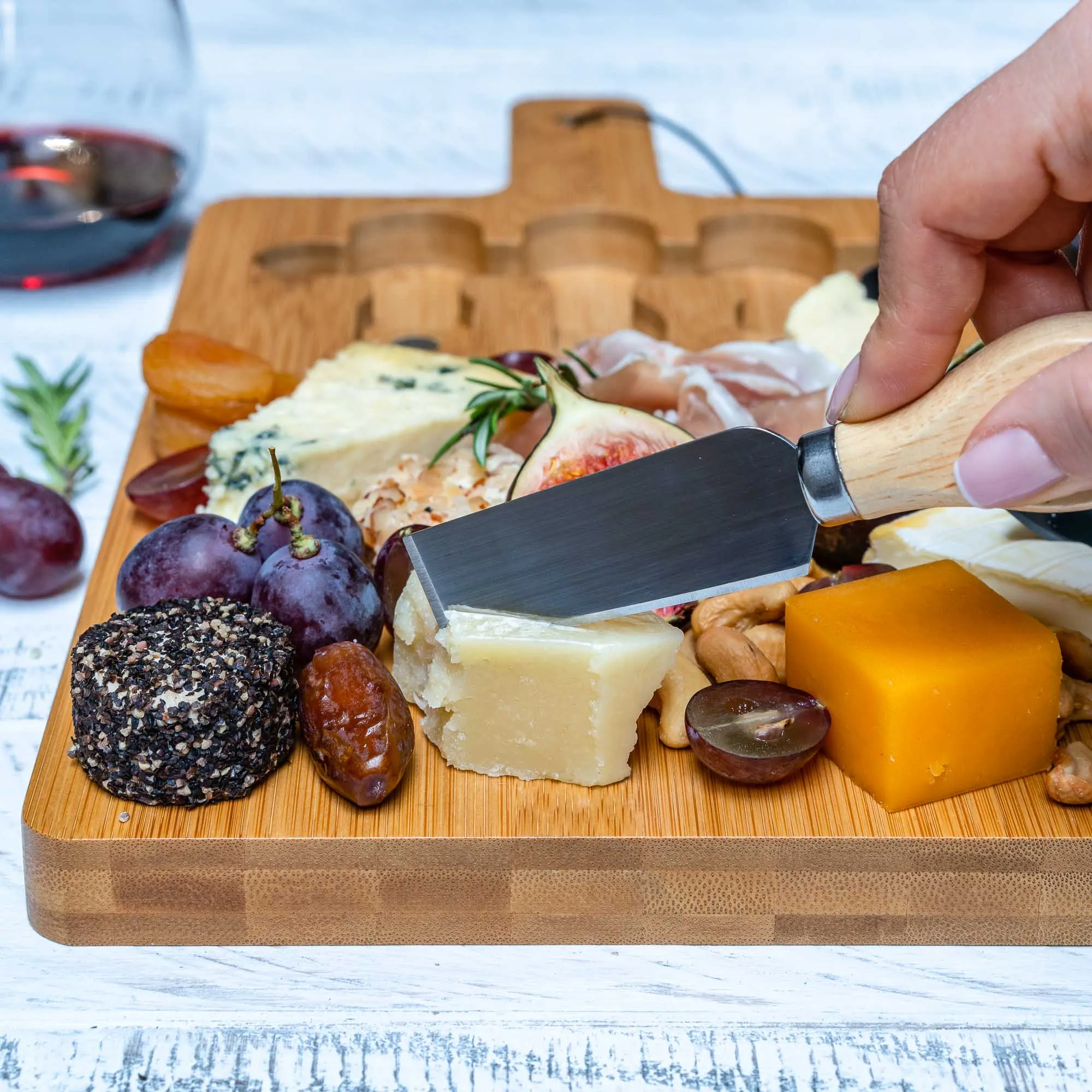 BlauKe Bamboo Cheese Charcuterie Board and Knife Set - 12x8 inch