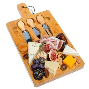 BlauKe Bamboo Cheese Charcuterie Board and Knife Set - 12x8 inch