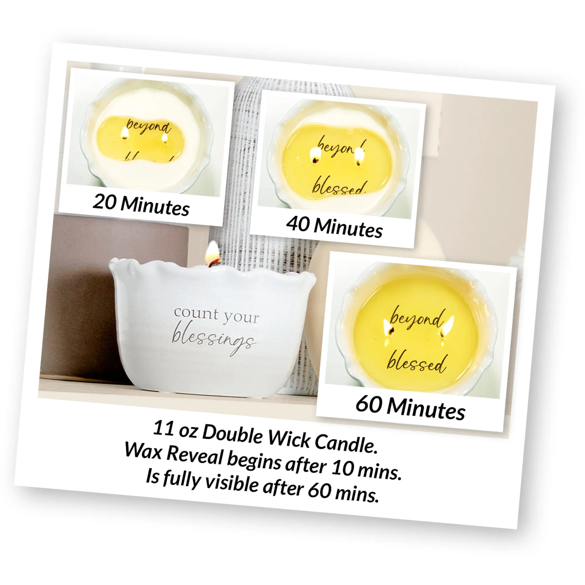 Blessings 11 oz - 100% Soy Wax Reveal Candle Scent: Tranquility