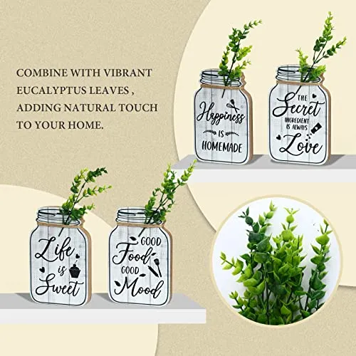Bnesi Kitchen Wall Decor,Rustic Farmhouse Decorations,4 Pcs Mason Jar Wooden Rustic Kitchen Decor for Wall (beige)