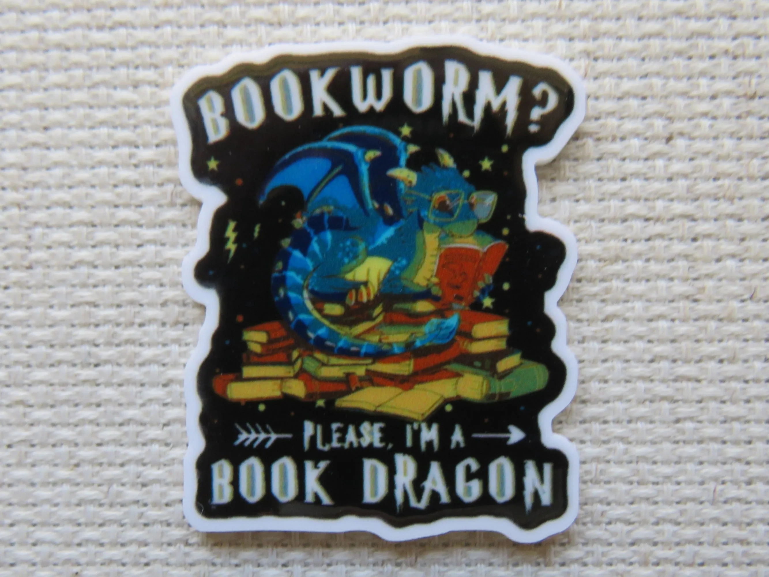 Bookworm? Please, I'm a Book Dragon Needle Minder, Cover Minder, Magnet
