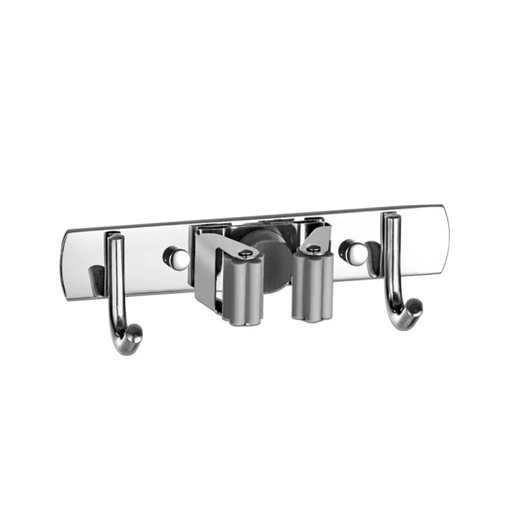Broom Hook Holder Wall Mount Mop Organizer Holder Stainless Steel Storage Hook Kitchen Bathroom Organization Accessories