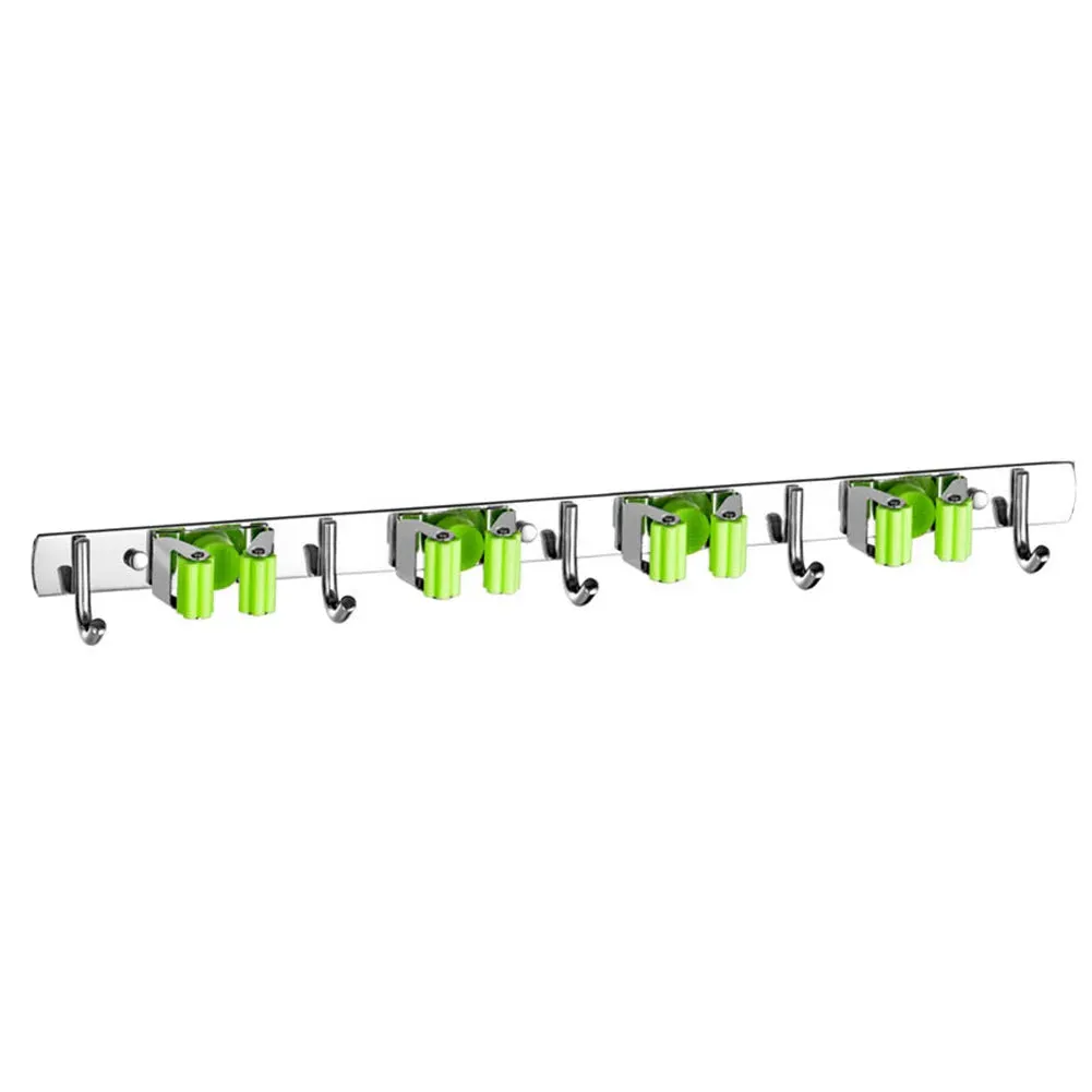 Broom Hook Holder Wall Mount Mop Organizer Holder Stainless Steel Storage Hook Kitchen Bathroom Organization Accessories