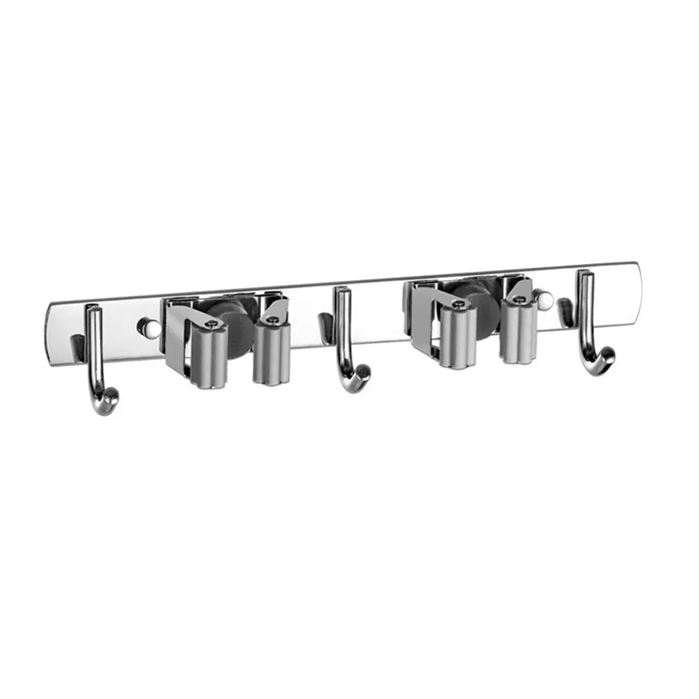 Broom Hook Holder Wall Mount Mop Organizer Holder Stainless Steel Storage Hook Kitchen Bathroom Organization Accessories