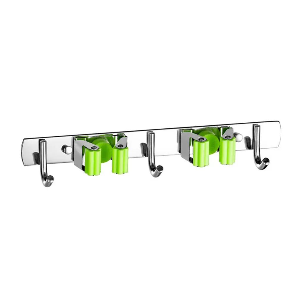 Broom Hook Holder Wall Mount Mop Organizer Holder Stainless Steel Storage Hook Kitchen Bathroom Organization Accessories