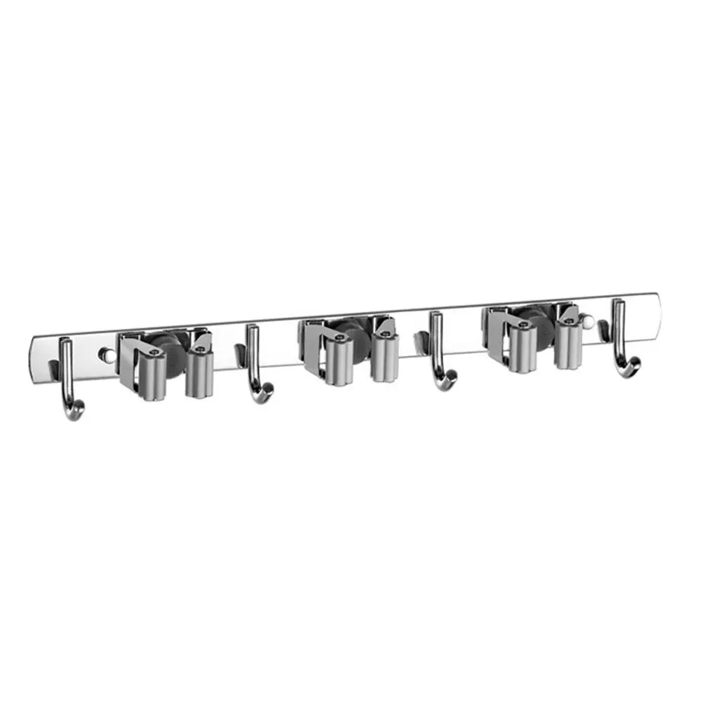 Broom Hook Holder Wall Mount Mop Organizer Holder Stainless Steel Storage Hook Kitchen Bathroom Organization Accessories