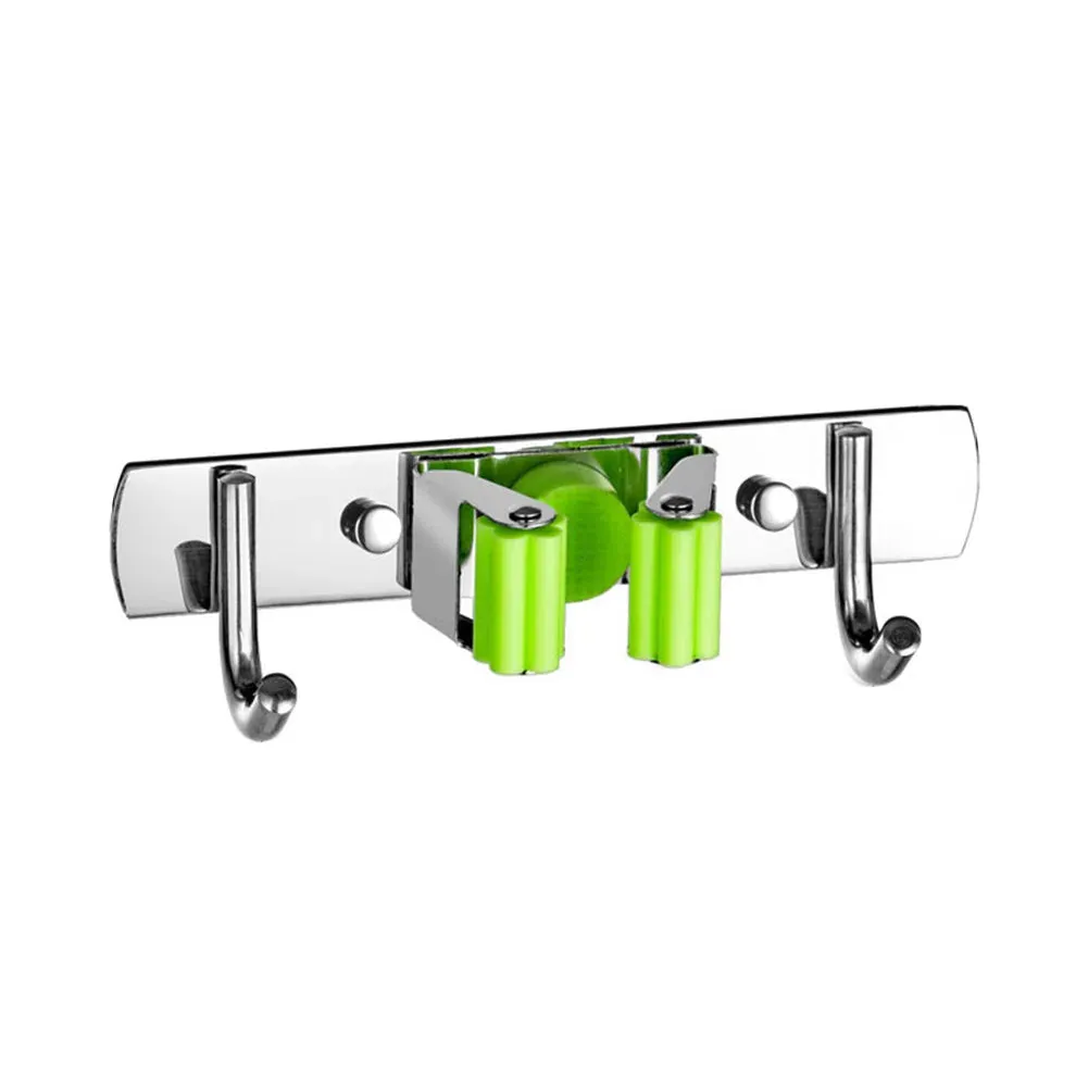 Broom Hook Holder Wall Mount Mop Organizer Holder Stainless Steel Storage Hook Kitchen Bathroom Organization Accessories
