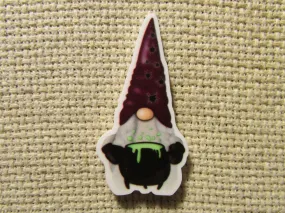 Bubbling Cauldron Holding Gnome Needle Minder, Cover Minder, Magnet