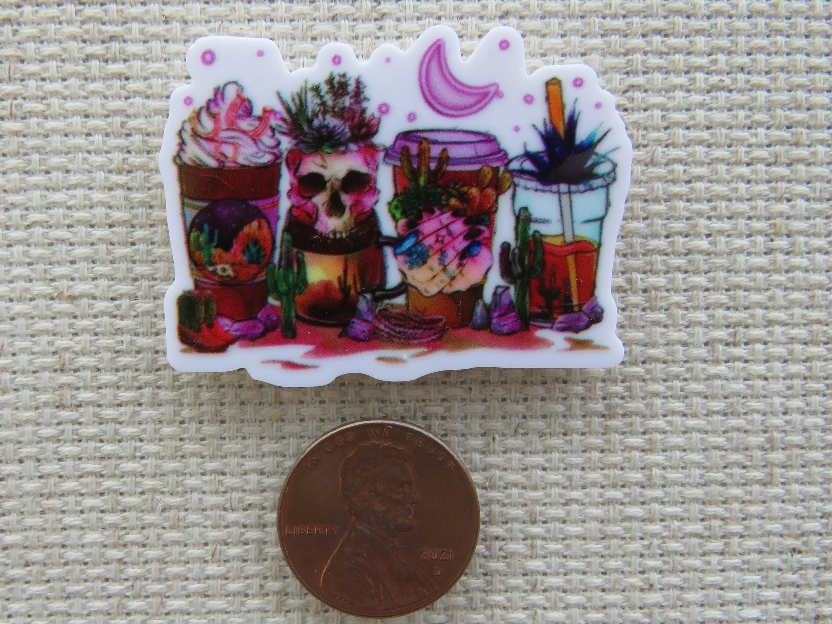 Cactus and Skull Drinks Needle Minder, Cover Minder, Magnet