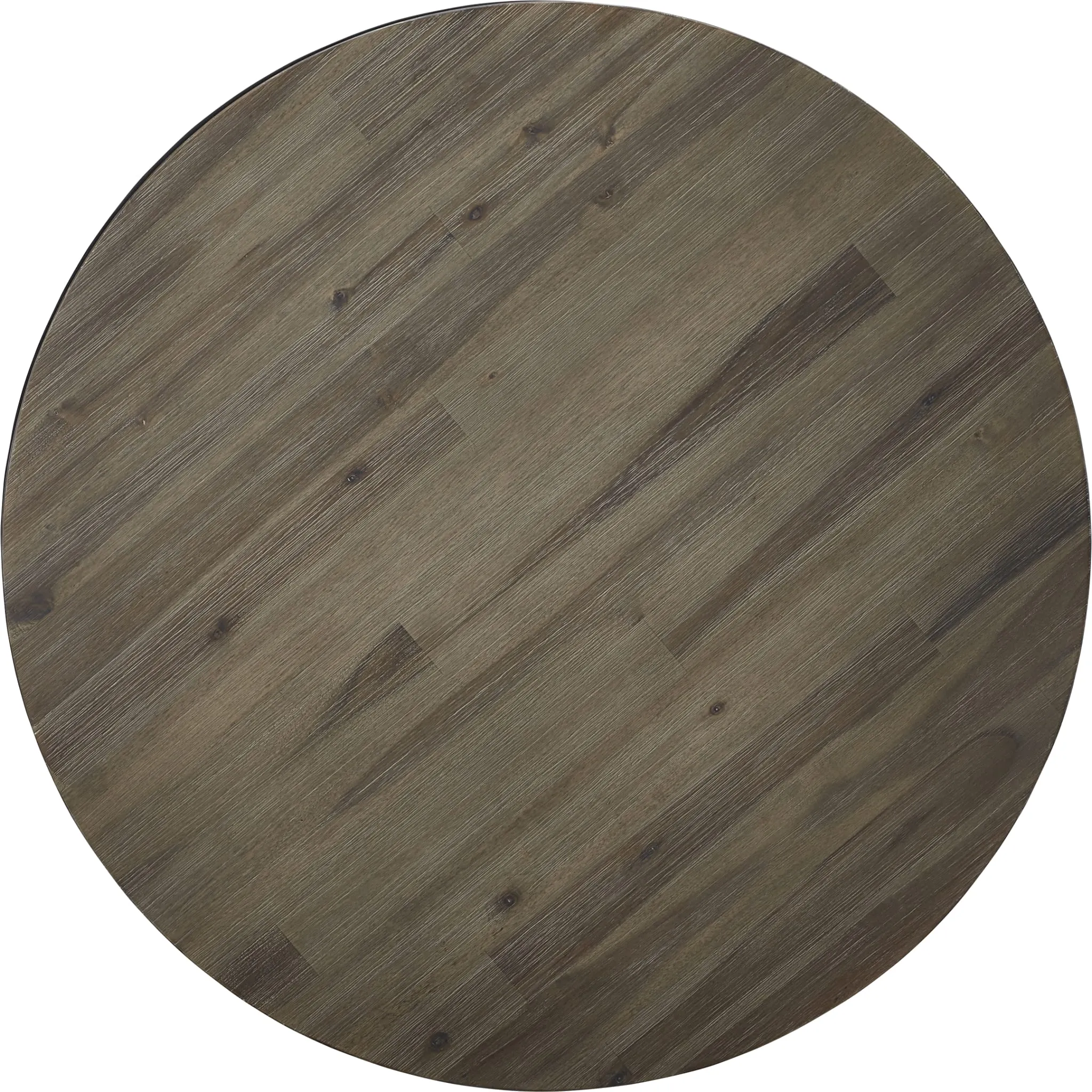 Canyon Solid Wood and Metal Round End Table in Washed Grey