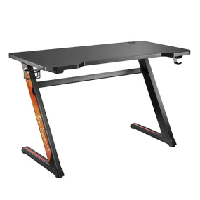 Carbon Fiber Tabletop Z-Shaped Gaming Desk with Cup Holder and Headphone Hook SH GMD-02-2 Black