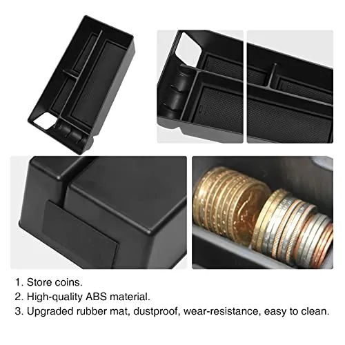 Center Console Organizer Tray for 2021  Mustang Mach-E Armrest Box Organizer Secondary Storage Glove Box for Latest Mustang Interior Accessories with USB Hole and Coin Holder (Black White)