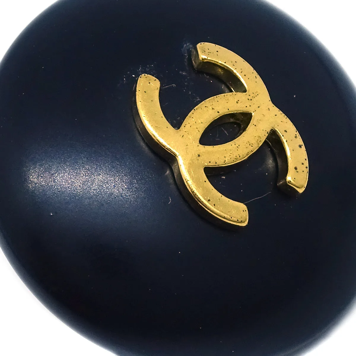 Chanel Black Button Earrings Clip-On 95P