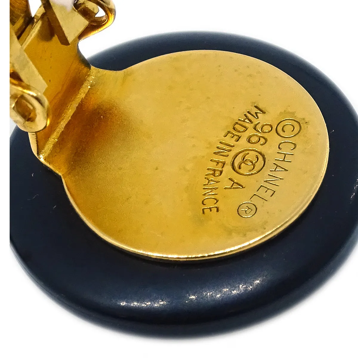 Chanel Black Button Earrings Clip-On 96A
