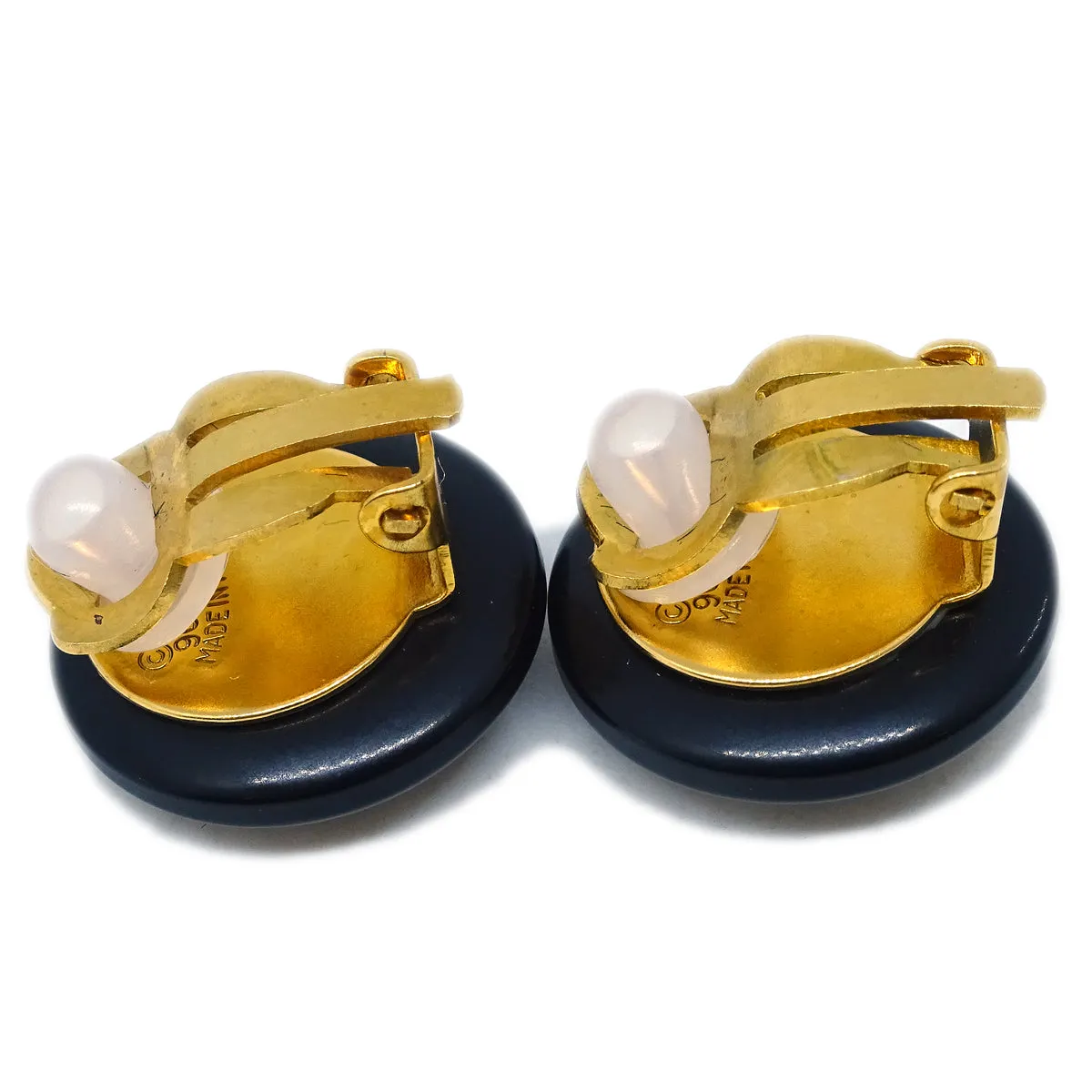 Chanel Black Button Earrings Clip-On 96A