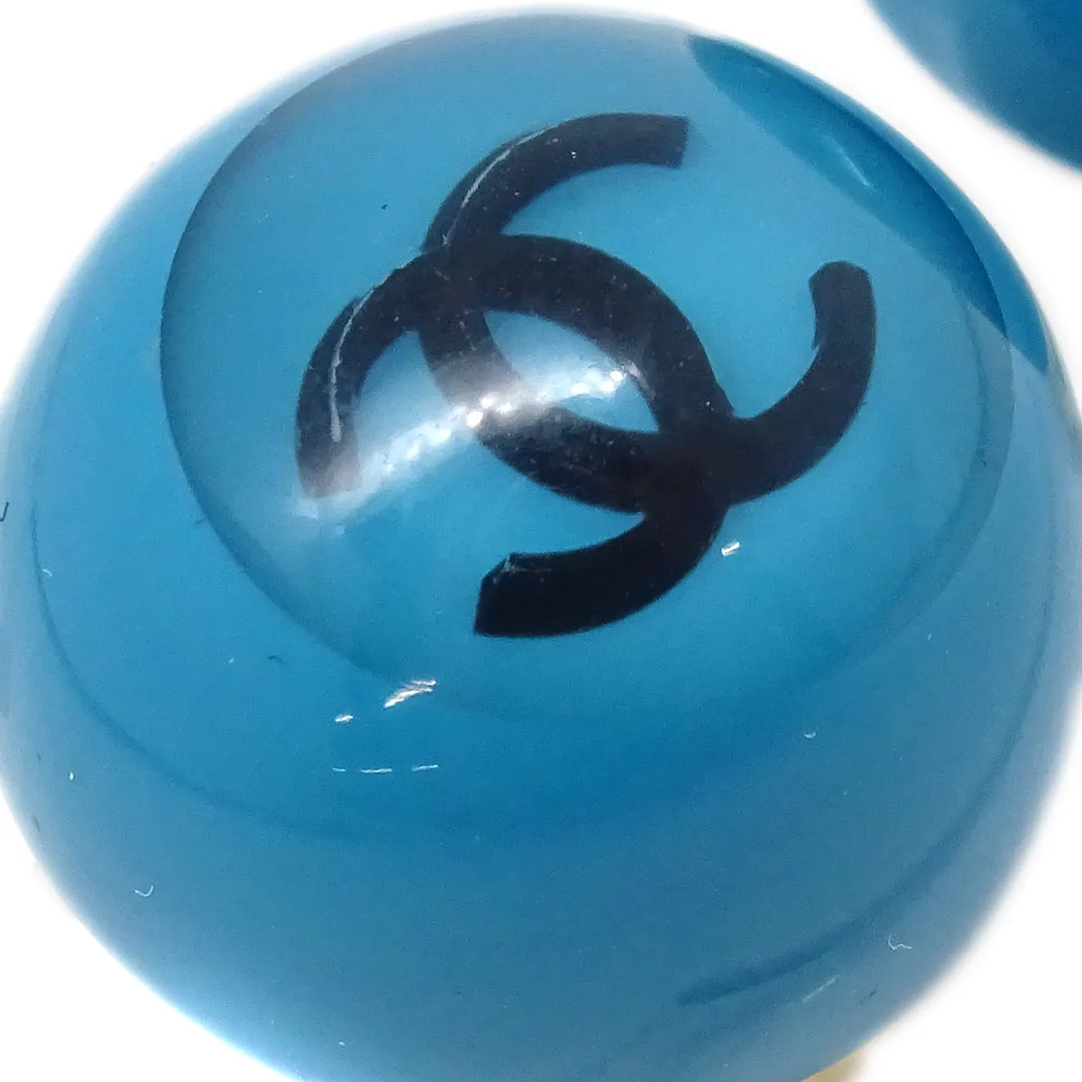 Chanel Blue Button Earrings Clip-On 01P
