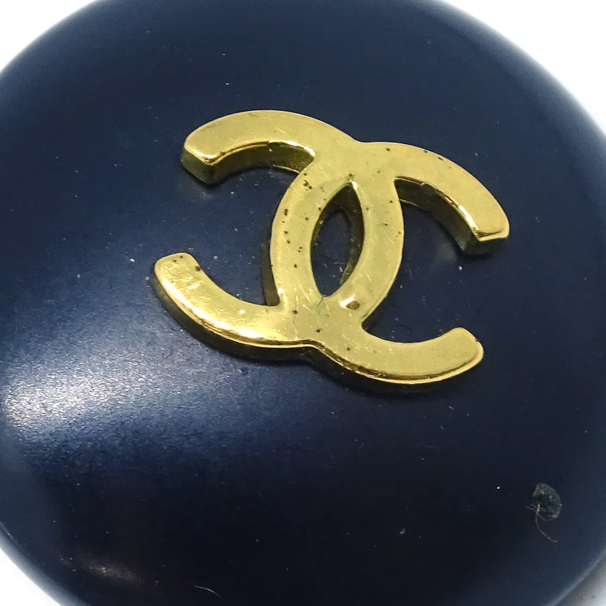 Chanel Button Earrings Clip-On Black 95P
