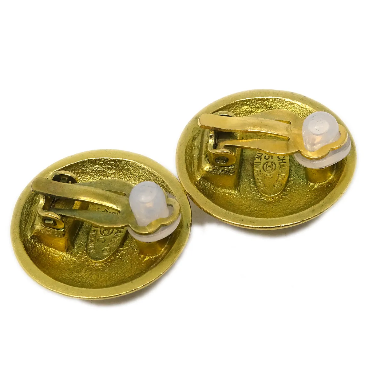 Chanel Button Earrings Clip-On Gold 95C