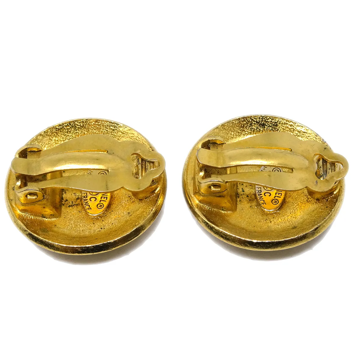 Chanel Button Earrings Clip-On Gold 96C