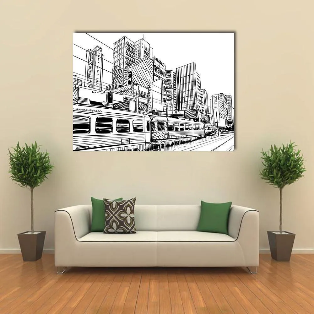 China City Sketch Canvas Wall Art
