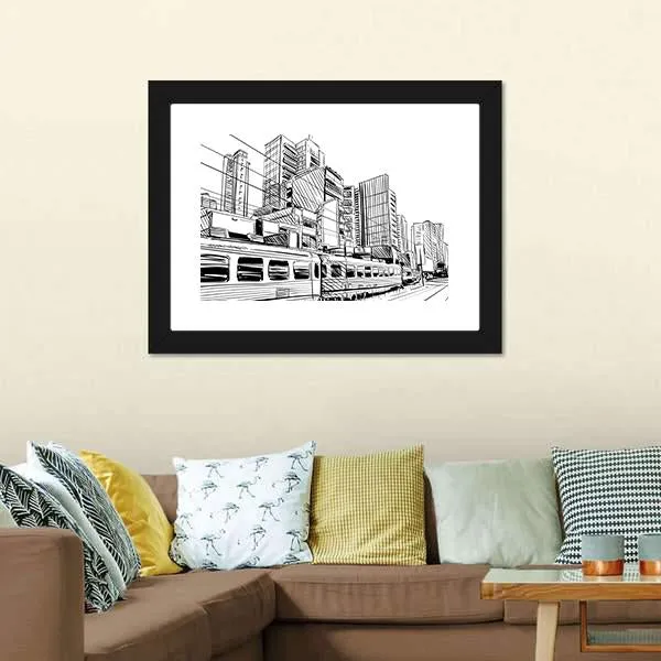 China City Sketch Canvas Wall Art