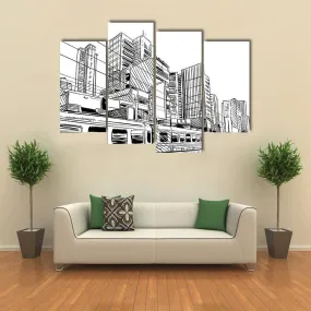 China City Sketch Canvas Wall Art