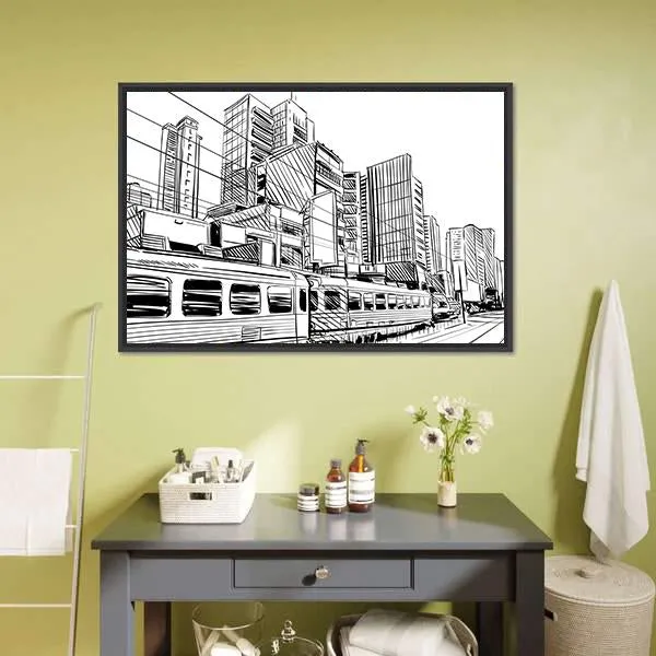 China City Sketch Canvas Wall Art