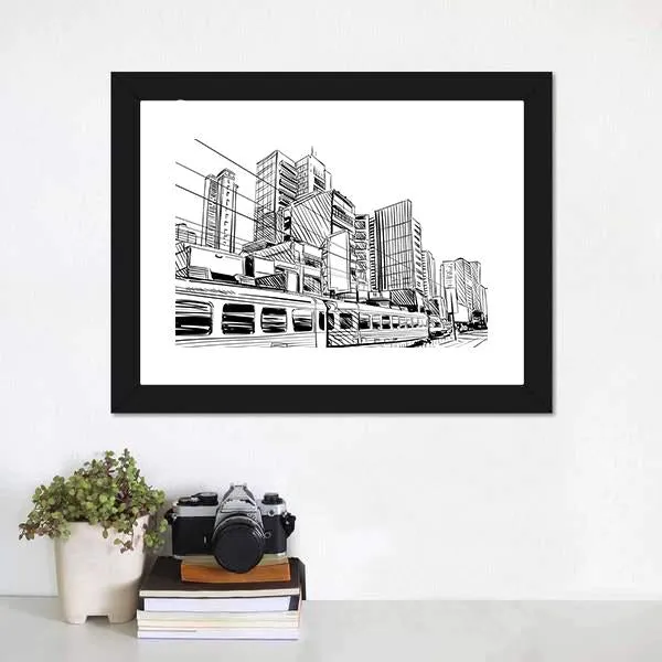 China City Sketch Canvas Wall Art