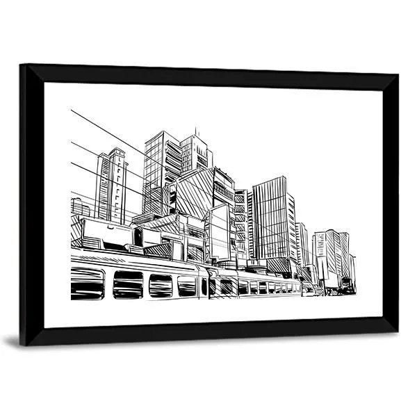 China City Sketch Canvas Wall Art