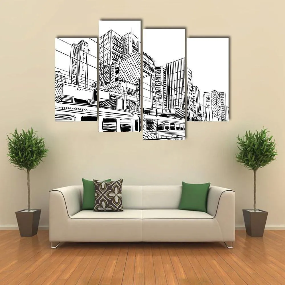 China City Sketch Canvas Wall Art
