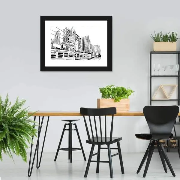 China City Sketch Canvas Wall Art