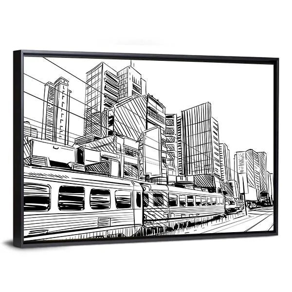 China City Sketch Canvas Wall Art