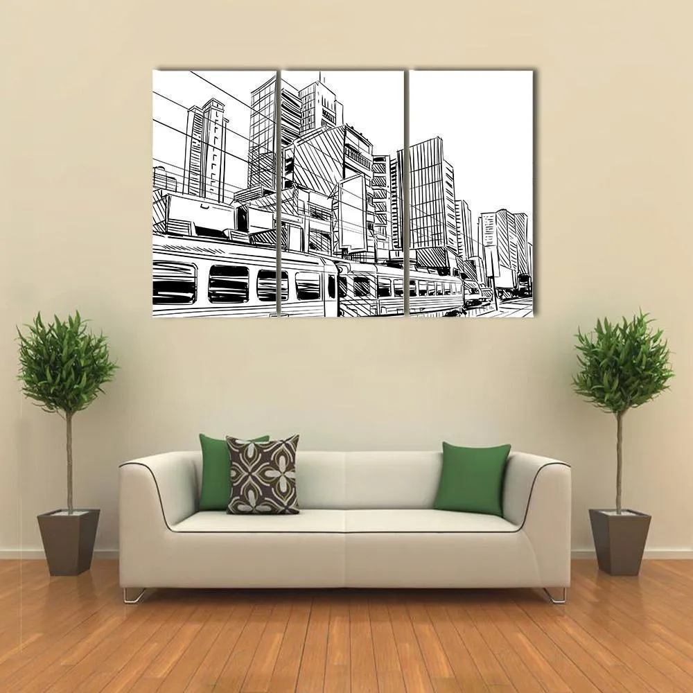 China City Sketch Canvas Wall Art