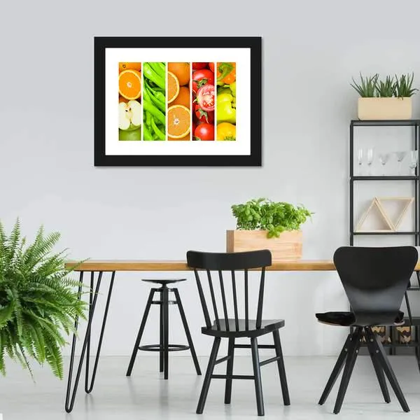 Collage Of Fruits & Vegetables Canvas Wall Art