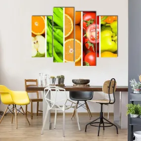 Collage Of Fruits & Vegetables Canvas Wall Art