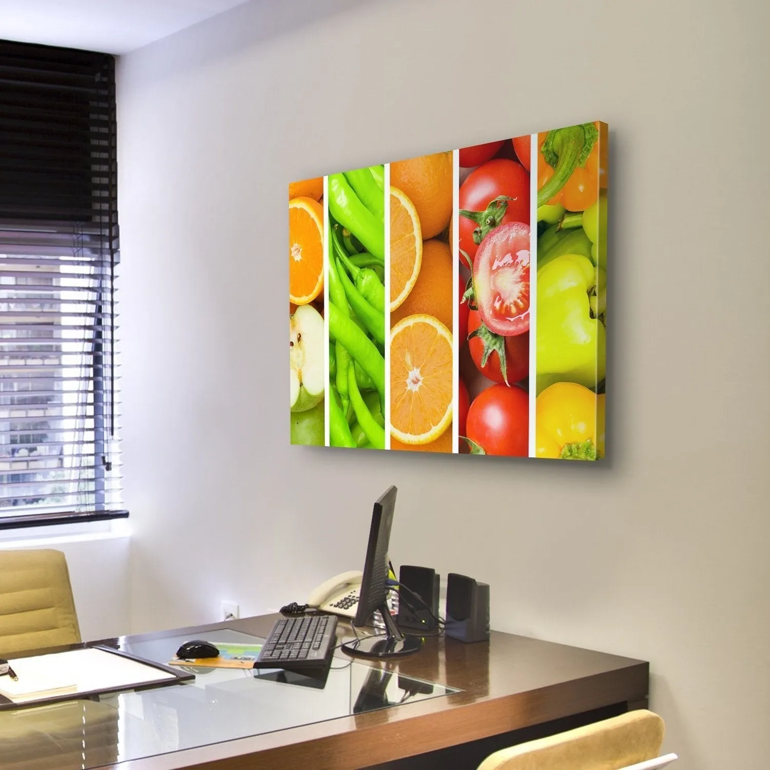 Collage Of Fruits & Vegetables Canvas Wall Art