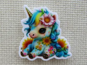 Colorful Flowery Unicorn Needle Minder, Cover Minder, Magnet