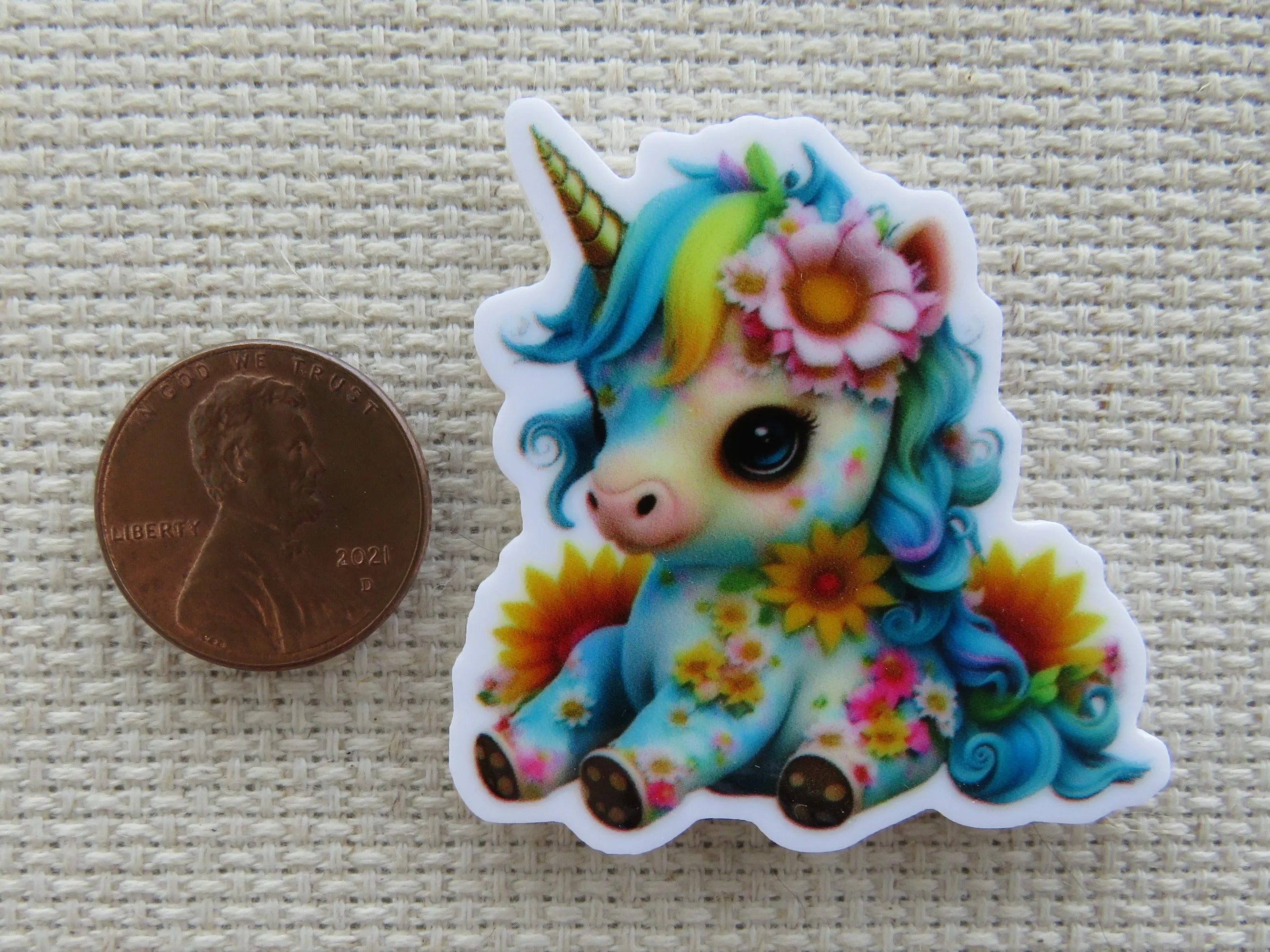 Colorful Flowery Unicorn Needle Minder, Cover Minder, Magnet