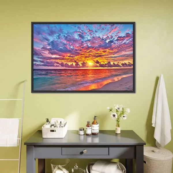 Colorful Sunset Over Ocean Canvas Wall Art