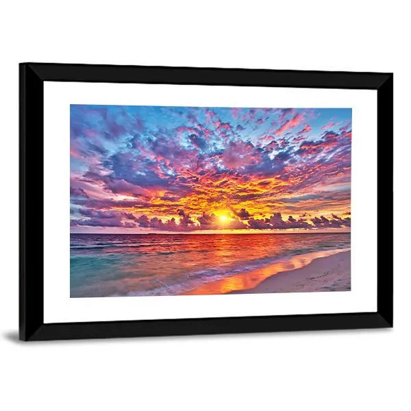 Colorful Sunset Over Ocean Canvas Wall Art